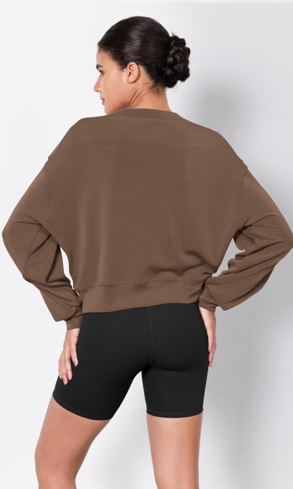 ODODOS Modal Soft Long Sleeve Cropped Sweatshirts for Women Oversized Crew Neck Pullover Crop Top