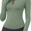 LOMON Womens Long Sleeve Workout Tops Quick Dry Quarter Zip Pullover Crop Yoga Athletic Slim Fit Shirts