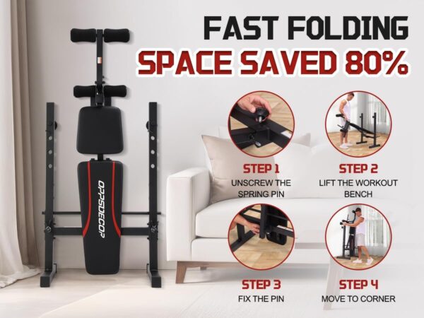 OPPSDECOR Multi-Function Weight Bench Set with Squat Rack Leg Extension & Leg Curl Adjustable Workout Bench for Full Body Fitness Foldable Flat/Incline/Decline Upgrade Bench Press for Home Gym