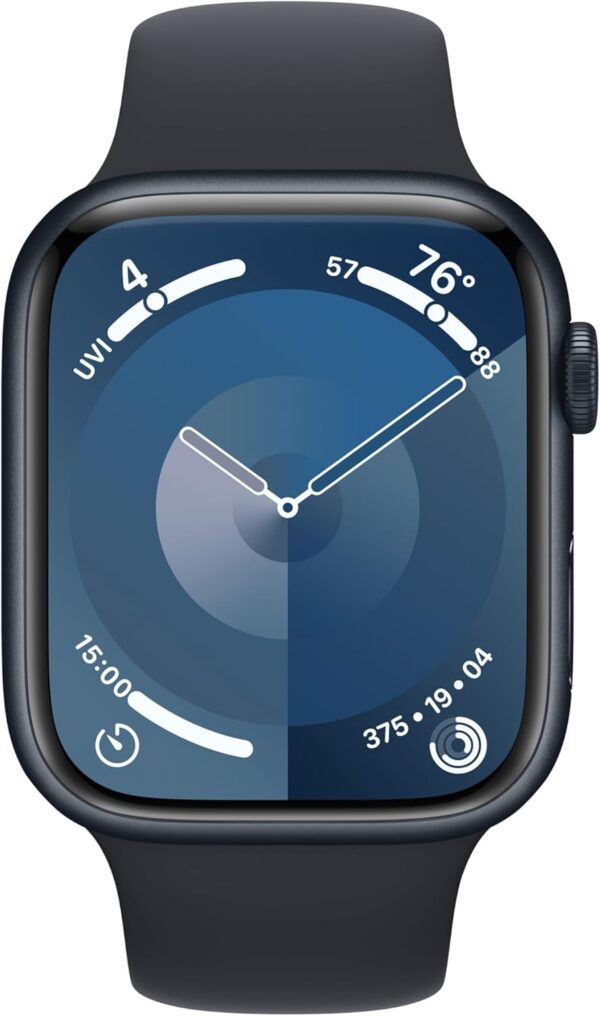 Apple Watch Series 9 [GPS 45mm] Midnight Aluminum Case with Midnight Sport Band M/L (Renewed)