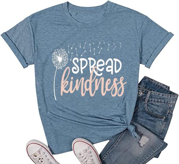 617XNahNSyL._AC_SL1000_.jpg Spread Kindness T Shirt for Women Summer Dandelion Graphic Tees Casual Funny Sayings Letter Printed Cute Shirts Tops