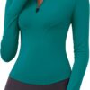 LOMON Womens Long Sleeve Workout Tops Quick Dry Quarter Zip Pullover Crop Yoga Athletic Slim Fit Shirts