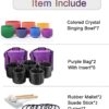 Set Of 7 PCS 440HZ 6-12 Inch Colored Frosted Chakra Quartz Crystal Singing Bowls Sound Healing Instrument with 2 PCS Travel Carry Case Bag for Meditation