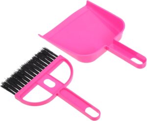 NOLITOY Mini Dustpan and Brush Set Portable Compact Dust Pan and Hand Broom for Cleaning Desktop Bed and Car Interior and Car Pet Cage Rosy