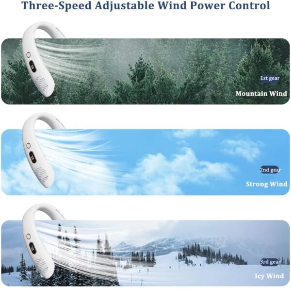 Portable Air Conditioner Neck Fan,3-Speed Hands Free Bladeless Fan,LED Digital Display, 4000mAh Rechargeable Personal Fan, Bladeless Personal Wearable Fan with USB Rechargeable, Low Nois for Outdoor,