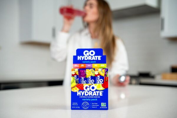 GoHydrate Instant Hydration Powder Packets - Low Sodium Electrolytes Drink Mix - Natural Hydration Support, Sugar Free Electrolyte Flavored Powder Drink with Vitamin D, 10 Packs, Mixed