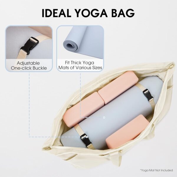 sportsnew Large Yoga Mat Bag with Shoes Compartment and Wet Pocket Ladies Pilates Gym Tote Bag with Yoga Mat Holder Strap for Women Men Workout Carrier Stuff Accessories