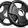 RitFit Olympic Rubber Grip Plates for Barbell, 2-Inch Weight Plates for Weightlifting and Strength Training in Home & Gym, Single, Pair and Sets(2.5/5/10/25/35/45 LB)