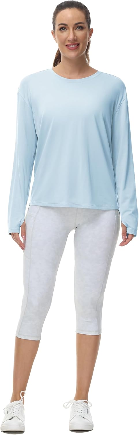 THE GYM PEOPLE Women's Long Sleeve Workout Shirts Back Loose Fit Running Tee Tops with Thumb Hole