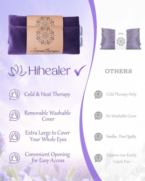 Hihealer Lavender Eye Pillow, Weighted Mask for Sleep, Yoga, Meditation, Aromatherapy Moist Heat Mask Relaxation Gifts for Women and Moms (Purple)