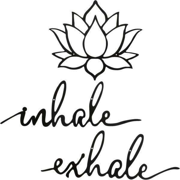Inhale Exhale Wall Art Yoga Meditation Decor Lotus Flower Wall Art Yoga Sign Decorative Black Metal Meditation Decoration Spiritual Decor for Living Room Bedroom Decor