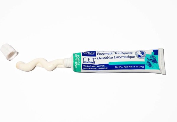 Virbac C.E.T. Enzymatic Toothpaste Eliminates Bad Breath by Removing Plaque and Tartar Buildup Best Pet Dental Care Toothpaste Vanilla Mint Flavor 2.5 Oz Tube