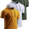 TSLA 3 Pack Men's Short Sleeve Pullover Hoodies, Dry Fit Running Workout Shirts, Athletic Fitness & Gym Shirt