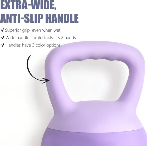 soges PVC One-Piece Kettlebell with Wide Handles, Strength Training Kettlebells 5lb to 35lb Optional for Women of Different Levels, Iron Sand Filled Soft Kettlebell