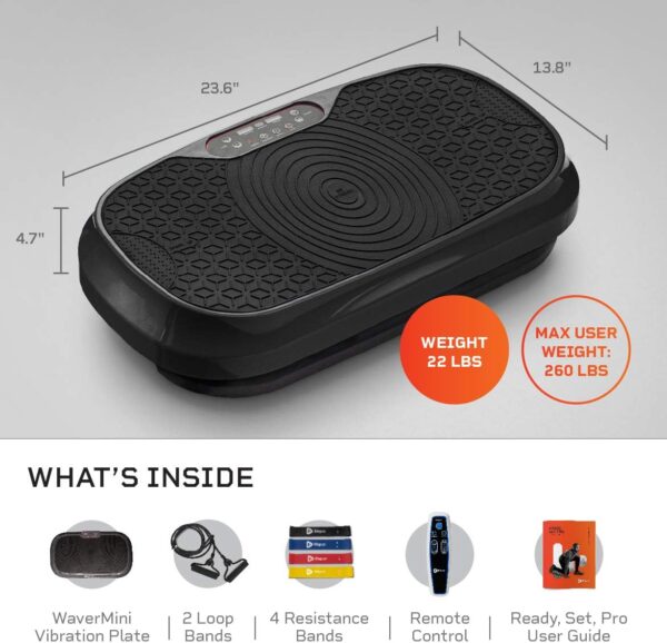 619TwzjhpQL._AC_SL1172_.jpg LifePro Waver Mini Vibration Plate Exercise Machine – Portable Full Body Vibration Platform for Home & Travel Workouts, Weight Loss, Toning & Wellness, with 2 Loop Bands & 4 Resistance Bands