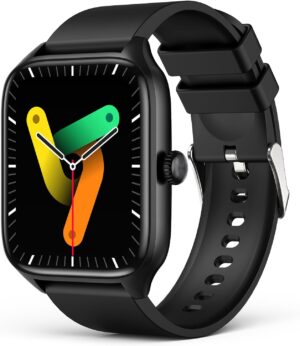 Smart Watches for Men Women with Bluetooth Call, Activity Fitness Tracker 1.96" HD Full Touch Screen with Heart Rate/Sleep Monitor,Waterproof Smartwatches for iOS Android Black