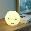 Breathing lamp Guided Visual Meditation Tool for Mindfulness, Slow Your Breathing & Calm Your Mind for Stress & Anxiety Relief, 3 Color and 478 Seconds Breathing Mode Silicone Cute Smiley face lamp