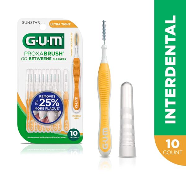 GUM Proxabrush Go-Betweens - Ultra Tight - Interdental Brushes - Soft Bristled Dental Picks for Plaque Removal & Gum Health - Safe for Braces & Dental Devices, 10ct (6pk)