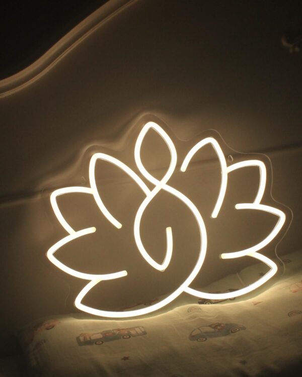 Lotus Flower Neon Sign for Zen Wall Art, Meditation Accessories for Yoga Room, Dimmable Spiritual Neon Lights Decor, Light Up Wall Art for Home or Yoga Studio,12 * 15.3 inch,white
