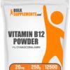 BulkSupplements.com Vitamin B12 Powder - as Cyanocobalamin, Vitamin B Supplement, Vitamin B12 200 mcg - Essential Vitamin, Gluten Free, 20mg per Serving, 250g (8.8 oz) (Pack of 1)