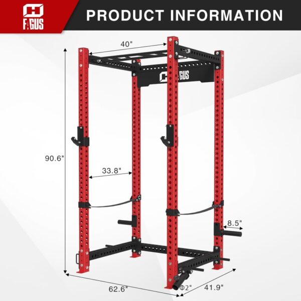 3"x3" Power Cage, 2400LB Multi-Function Power Rack, Commercial Squat Rack with Optional Full Body Workouts Attachments, Dip Bar, Smithbar, LAT Pulldown, Leg Extension and Curl for Home Gym