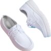 61AVR1IcL._AC_SL1500_.jpg Purubylley Women's Slip Resistant Lightweight Nursing Shoes Comfortable Lace Up Work Shoes,Nursing Work Healthcare Slip Resistant Breathable Restaurant Food Service Leather Loafers