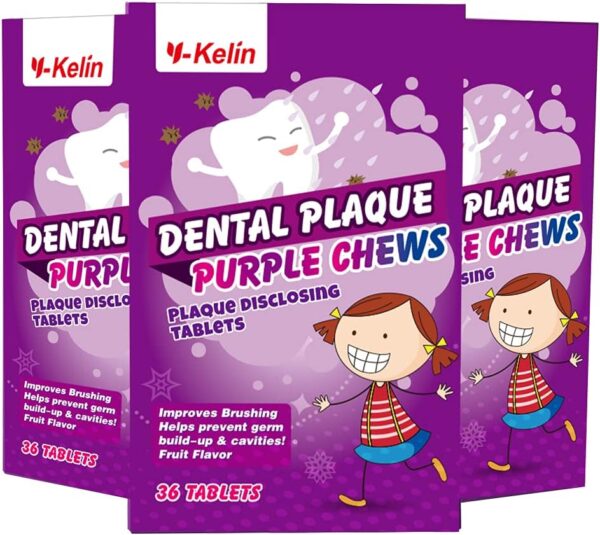 61AkyOGb7oL._AC_SL1001_.jpg Dental Plaque Disclosing Tablets for Kids & Adults - Showing Plaque by Changing Color - Helps Teach Brushing Habits for Clean Teeth - 36 Count