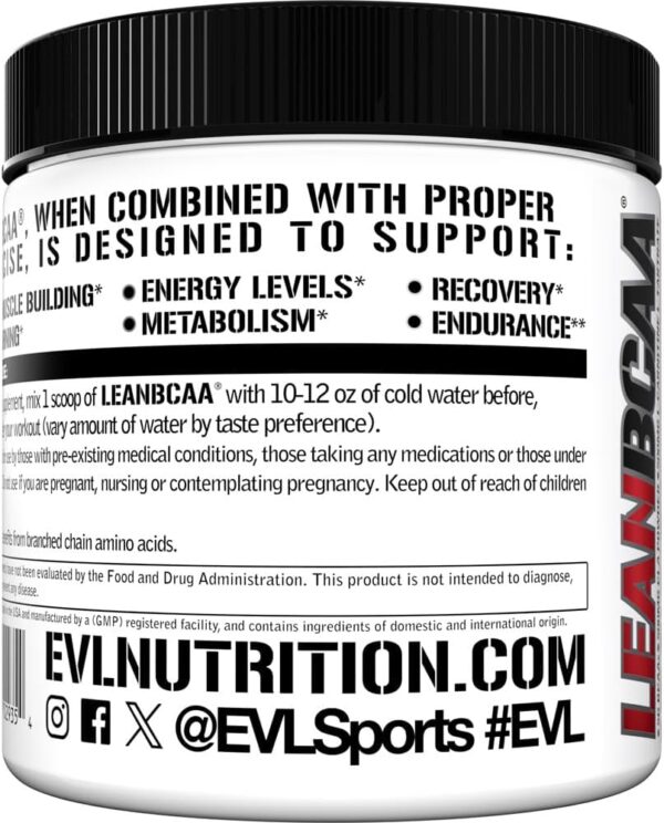 Evlution Stimulant Free Lean BCAA Powder Nutrition BCAAs Amino Acids Powder with CLA Carnitine and 2:1:1 Branched Chain Amino Acids Supports Muscle Recovery Fat Burn and Metabolism - Fruit Punch