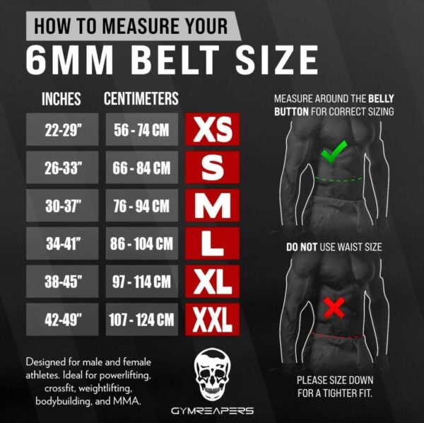 Gymreapers Weightlifting Belt 6MM Genuine Leather - Double Prong Power Belt Heavy Duty 4-Inch Wide - Strong, Stabilizing Back Support For Deadlifts, Squats Powerlifting