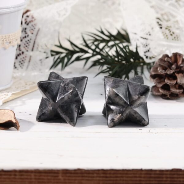 Natural Labradorite Merkaba Crystal Protection Sacred Meditation Energy Generator Healing Chakra Six-Pointed Star 1 Inch