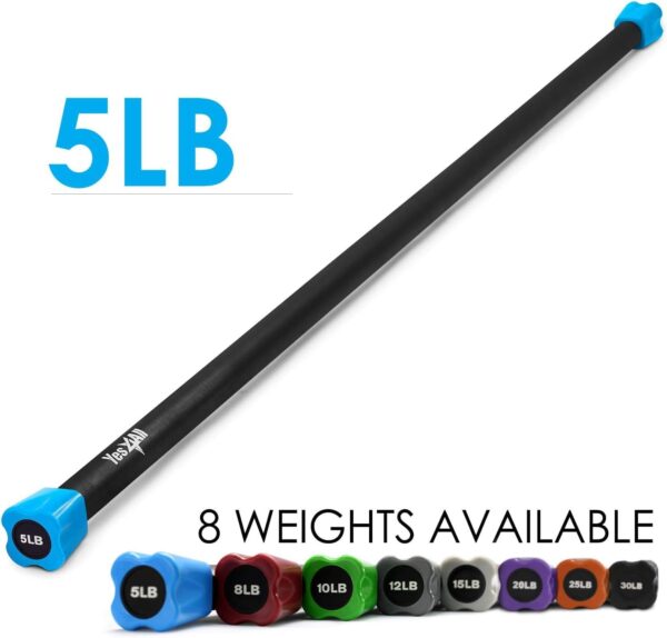 Yes4All Total Body Workout Weighted Bar, Resistance Band Bar, Weighted Bar Racks, Body Exercise Bar for Yoga, Strength Training in Home and Gym Single/Combo