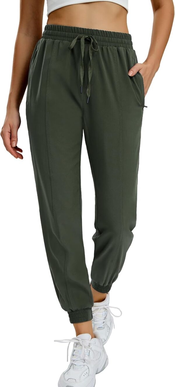 MIER Women's Lightweight Joggers Hiking Pants Quick Dry Athletic Zipper Pockets Running Pant, Water Resistant