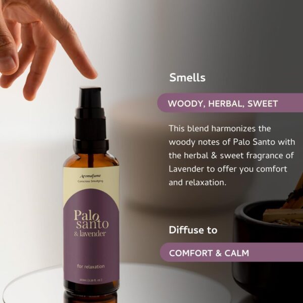 Palo Santo & Lavender Smudge Spray by Aromafume | 1 x 100ml / 3.38 fl oz l Aromatherapy | With Essential oils | Room Linen Spray | Natural Air freshners for home | Spiritual Meditation Accessories
