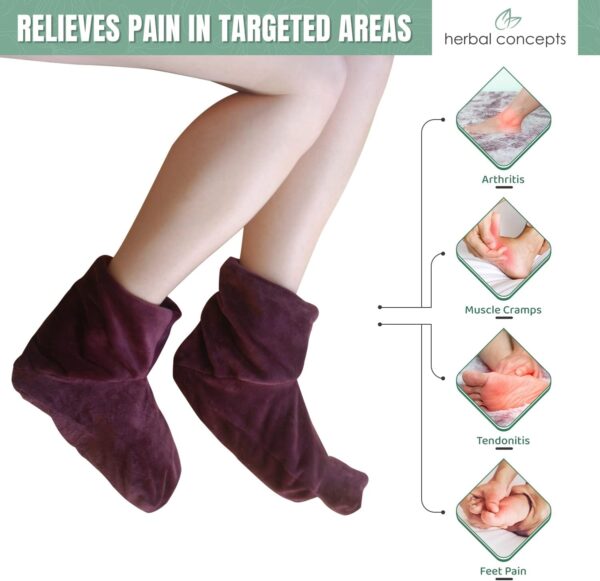 Herbal Concepts Booties Hot and Cold Feet Aromatherapy with 12 Herbs Wheat and Flax Seed for Relieving Foot Stiffness, Sore Muscles and Joints, Achilles tendinitis, Plantar Fasciitis, Charcoal