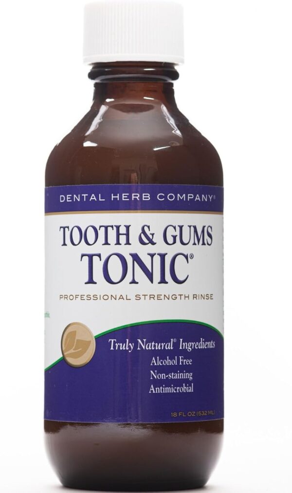Dental Herb Company Tooth & Gums Tonic Mouthwash - Made with Pure Essential Oils to Relieve Bad Breath, Bleeding and Irritated Gums. (18 Oz)