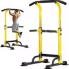 soges Power Tower Pull Up Bar Station, Free Standing Pull Up Rack Dip Station for Home Gym, Height Adjustable Home Strength Training Fitness Workout Equipment