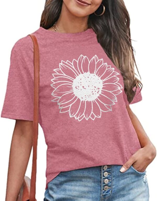 Women's Summer Tops Sunflower T Shirts for Women Cute Graphic Loose Tees Crew Neck Short Sleeve Casual Tops