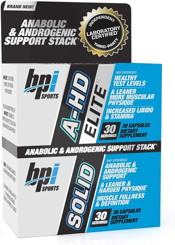 BPI Sports A-HD Elite/Solid (30 Capsules) – Men’s Testosterone Booster – Healthy Muscle, Strength, & Performance Support – Promotes Natural Fat Loss & Libido – 30 Servings – 550mg