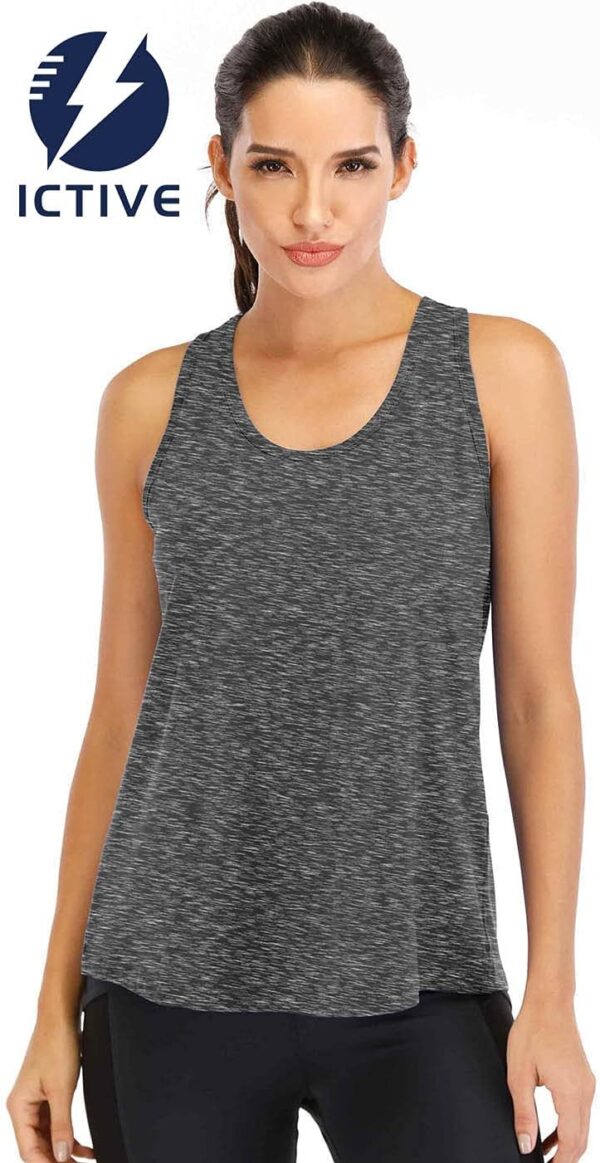 ICTIVE Workout Tops for Women Loose Fit Racerback Mesh Backless Muscle Tank Running Shirts