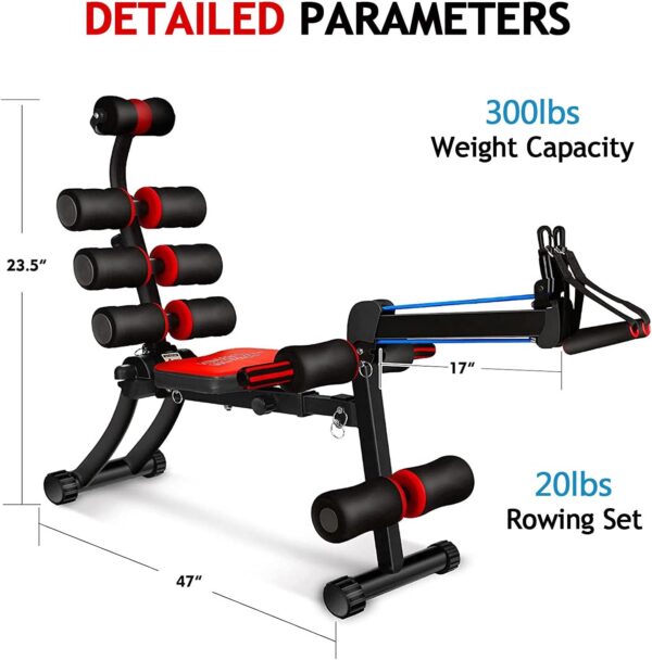 BODY RHYTHM 22 in 1 Wonder Master Core & Abdominal Workout Equipment, Foldable & Adjustable Rowing Machine, Core Strength Training& Abdominal Exercise Trainers with 22 Ways to Exercise for Home Gym.