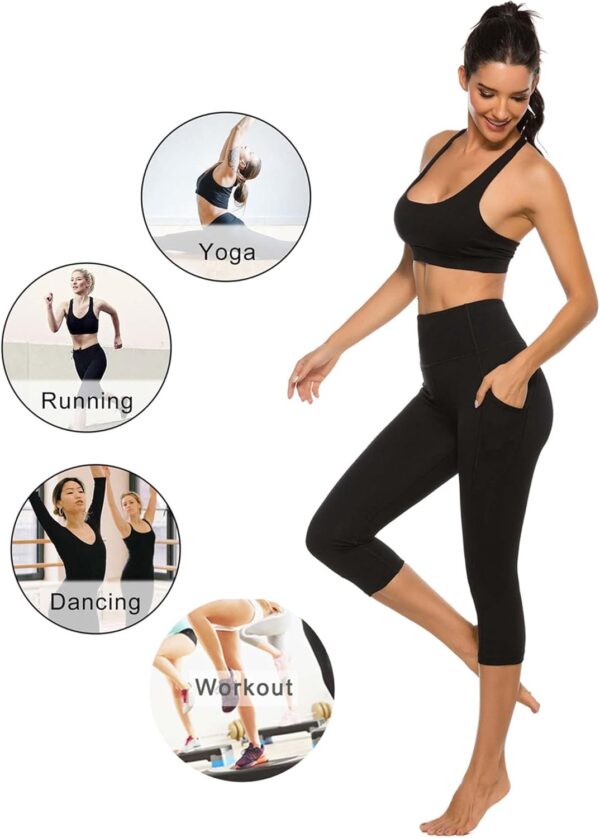 Stelle Women's Capri Yoga Pants with Pockets Essential High Waisted Legging for Workout