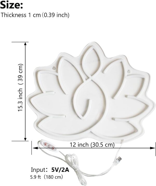 Lotus Flower Neon Sign for Zen Wall Art, Meditation Accessories for Yoga Room, Dimmable Spiritual Neon Lights Decor, Light Up Wall Art for Home or Yoga Studio,12 * 15.3 inch,white