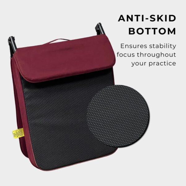 Friends of Meditation Relaxing Buddha Meditation Chair | Detachable Rectangular Back Support & Zafu Cushion | Portable Folding Chair | Floor Chair with Back Support | Yoga Chairs for Adults | Maroon