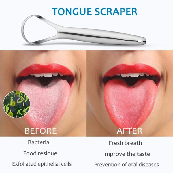 2-Pack Tongue Scraper, 100% Useful Surgical Stainless Steel Tongue Cleaner for Both Adults and Kids, Professional Reduce Bad Breath Metal Tongue Scrapers, Help Your Oral Hygiene (with 2 cases)