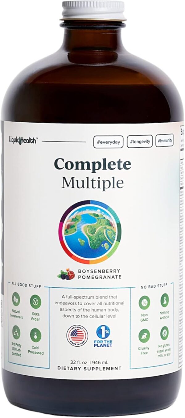 LIQUIDHEALTH 32 Oz Liquid Multivitamin for Adult Men & Women - Complete Multiple, Natural Immune Support, Non-GMO, Vegan, Gluten Free, Sugar Free, Minerals, Prebiotic Fiber Vitamins Supplement