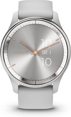 Garmin vívomove Trend, Stylish Hybrid Smartwatch, Long-Lasting Battery Life, Dynamic Watch Hands and Touchscreen Display, Mist Gray