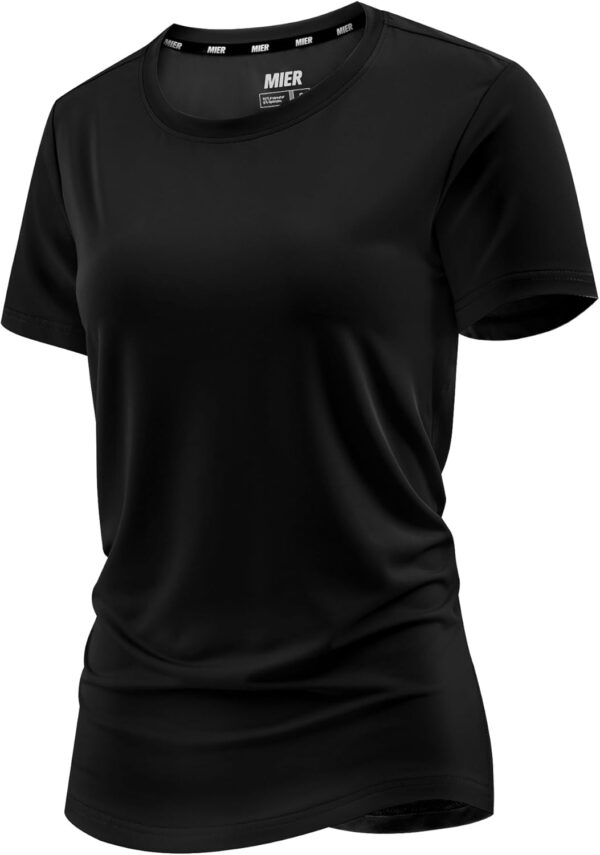 MIER Women's Running Athletic Shirts Dry Fit Active T-Shirt Tops Short Sleeve Soft Crew Neck Gym Workout Exercise Tees