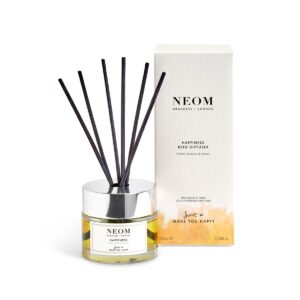 NEOM Happiness Reed Diffuser, 3.38fl oz | Uplifting Scent | Neroli, Mimosa & Lemon Essential Oil Blends| 100% Natural Fragrance | Scent to Make You Happy…