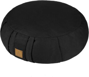 Round Zafu Meditation Cushion D=16" H=5.5" Zabuton Meditation Pillow Yoga Bolster Yoga Pillow Floor seat Zippered Organic Cotton Cover Natural Buckwheat kneeling pillow-Large