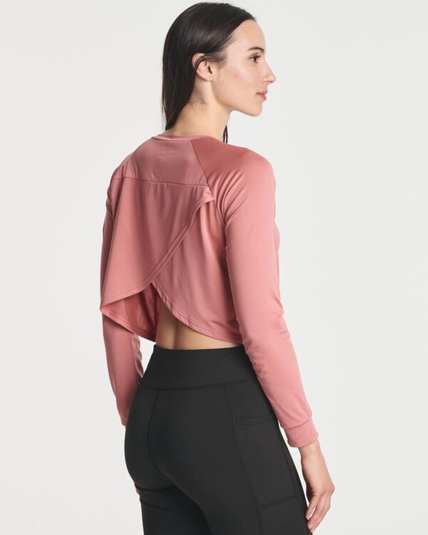 Real Essentials 4 Pack: Women's Dry-Fit Long Sleeve Petal Back Crop Top - Athletic Cropped Tee (Available in Plus Size)